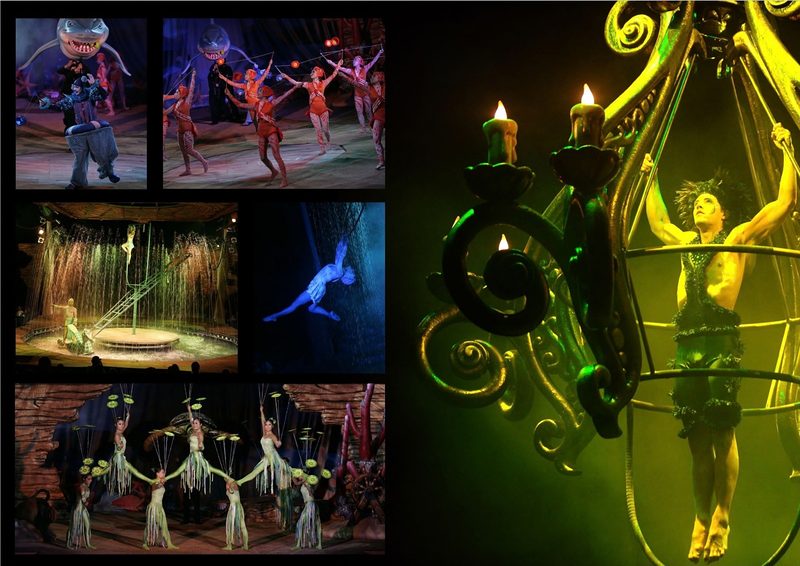 Collage de números aéreos y escenografía con lámpara.