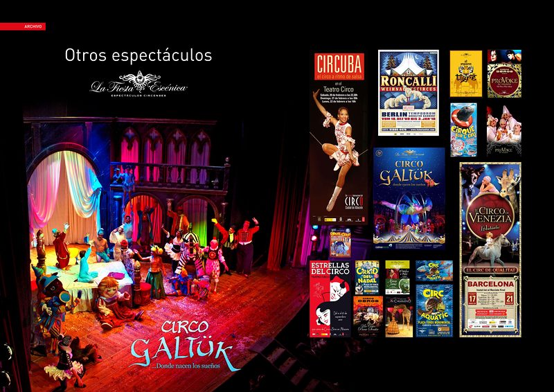 Otros espectáculos: escena de Galtük y carteles.