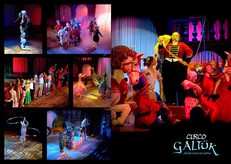 Collage de escenas de Circo Galtük.